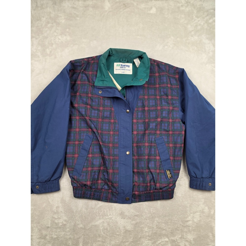 Vintage Tourney Gore-Tex Jacket Women L Plaid Waterproof Windproof *Read